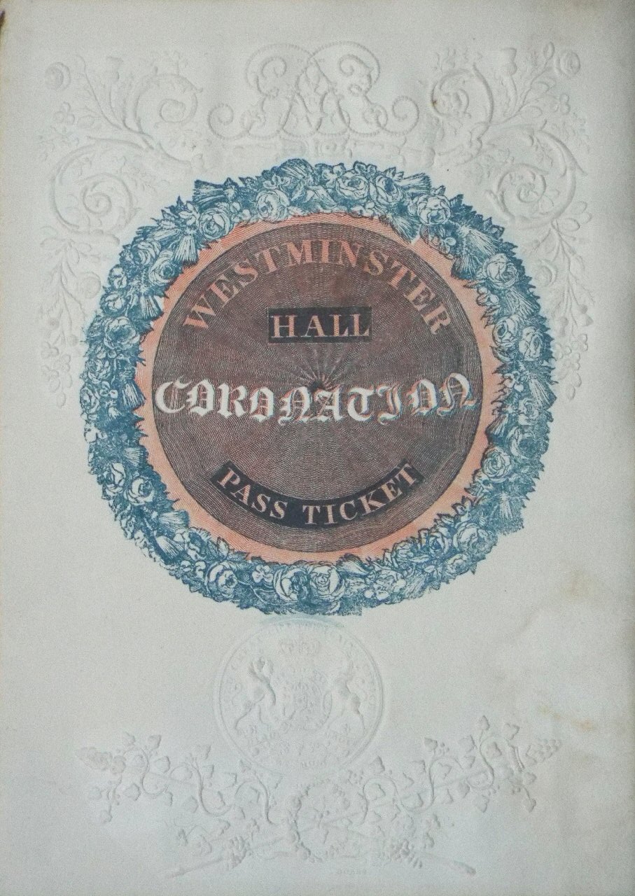 Lithograph - Westminster Hall Coronation Pass Ticket